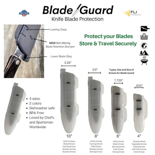 Blade Guard Knife Blade Protective Edge Guard Case for Cutlery 4PK Set Black - 2754
