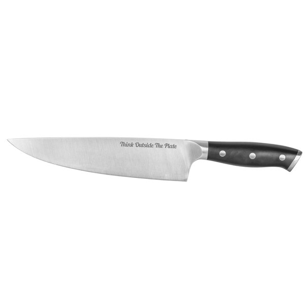 Think Outside The Plate 8'' Chef Knife with Wood Box, Stainless Steel Blade, Black - TOTP-CK-1B