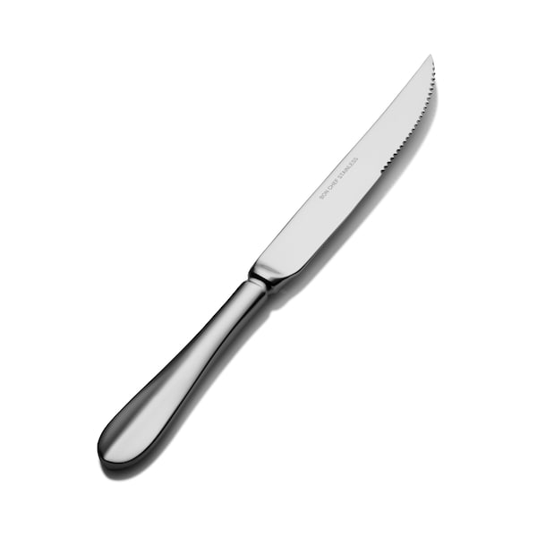 Bon Chef Chambers, Steak Knife, Euro, Solid Handle, Mirror Finish, 13/0, 9.42" , set of 12 - S1115