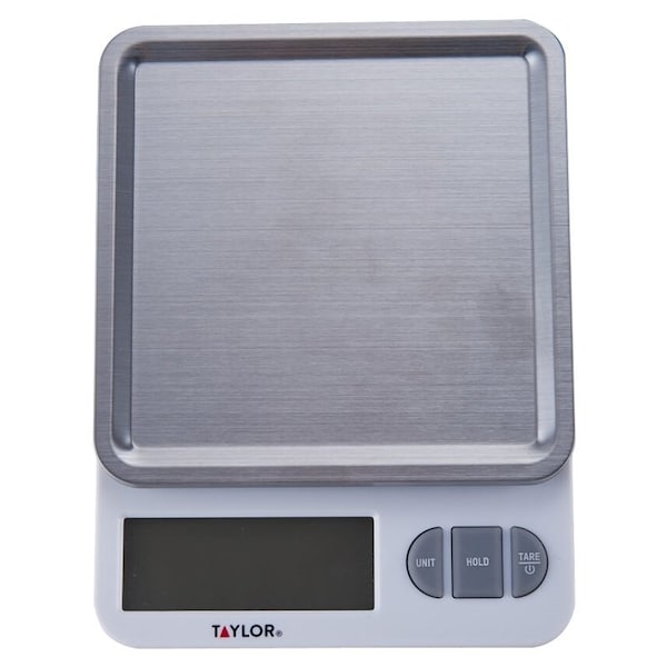 Taylor Digital Kitchen Scale, 11 lb, Backlit Display, Plastic/Stainless Steel Housing Material - 5270842