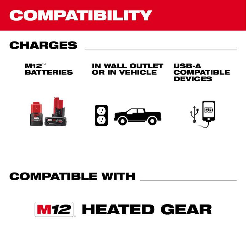 Cargador y fuente de energía portátil de 12 voltios de iones de litio Milwaukee M12 - 48-59-1201