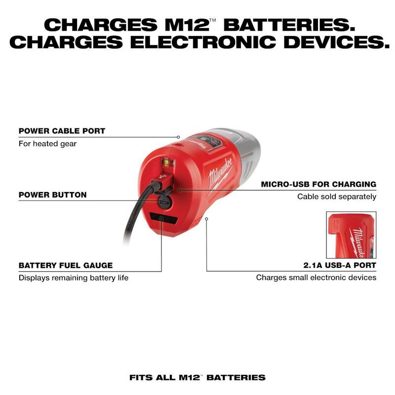 Cargador y fuente de energía portátil de 12 voltios de iones de litio Milwaukee M12 - 48-59-1201