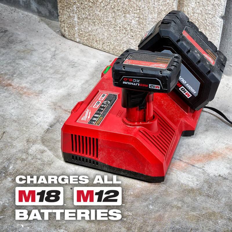 Cargador de baterías de súper carga multi-voltaje de 12/18 voltios de iones de litio Milwaukee M12 y M18 - 48-59-1811