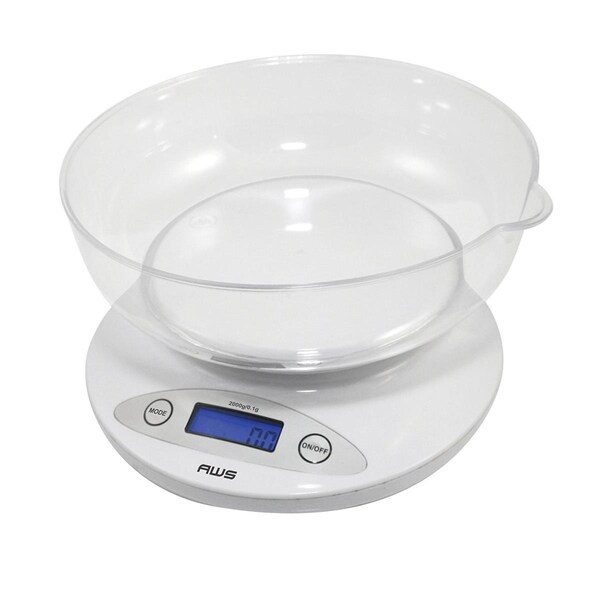 American Weigh Scales 2000 gal Capacity Digital Kitchen Scale - White - 2KBOWL-WT