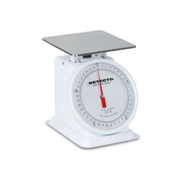 Detecto Detecto PT-5 Top Load Scale 5lb x 1/2oz W/ Enamel Finish, 6" Fixed Dial, 5-3/4" Square Platform - PT-5
