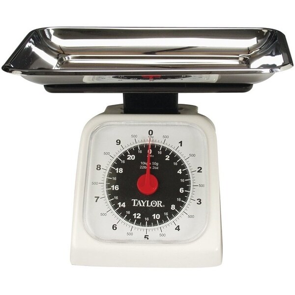Taylor Kitchen Scale, 22 lb Capacity, Analog Display, Stainless Steel Platform, Styrene Housing Material - 3880