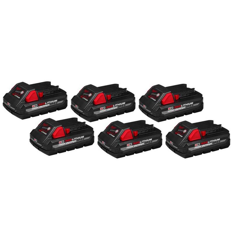 Paquete de batería Milwaukee M18 de 18 voltios de iones de litio de alto rendimiento CP 3.0Ah (paquete de 6) - 48-11-1837-48-11-1837-48-11-1837
