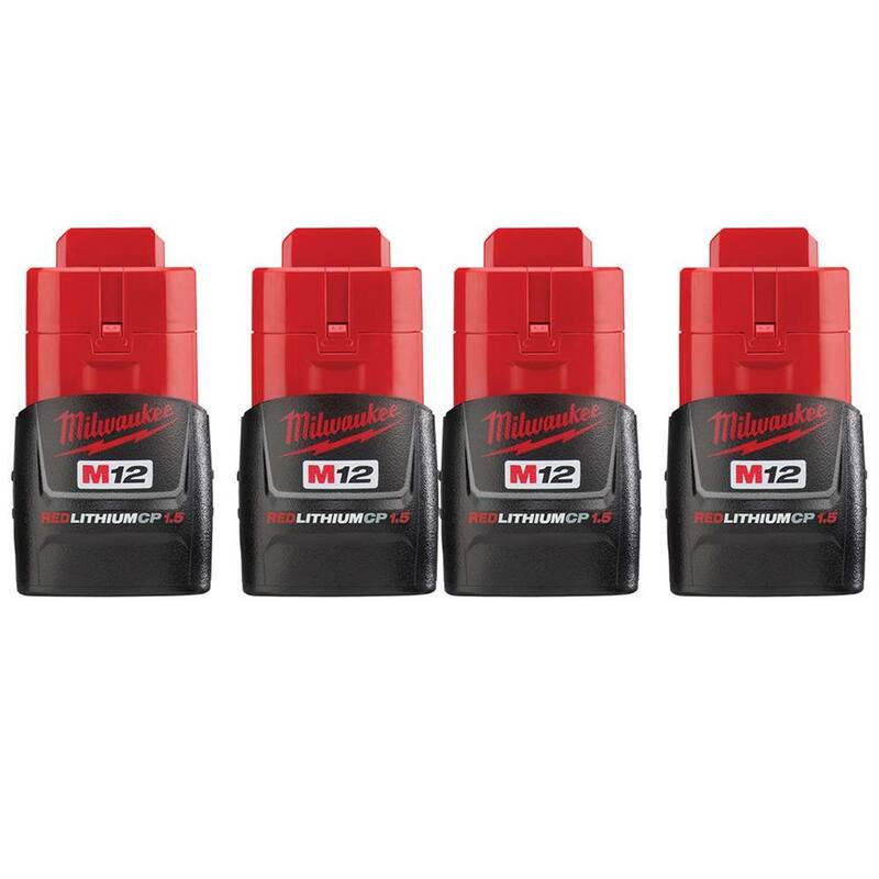 Milwaukee M12 12-Volt 1.5 Ah Paquete de batería compacta de iones de litio (4 paquetes) - 48-11-2411-48-11-2411