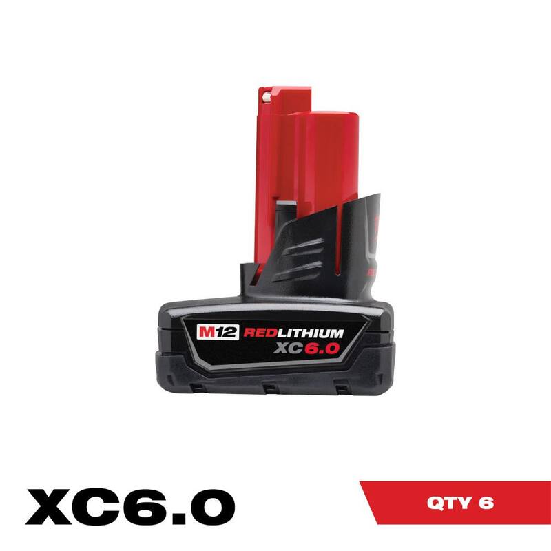 Milwaukee M12 Batería de 12 voltios de iones de litio XC de capacidad extendida paquete de 6.0Ah (paquete de 6) - 48-11-2460X6