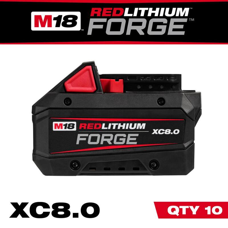 Milwaukee M18 18V Batería de iones de litio REDLITHIUM FORGE XC 8.0 Ah (paquete de 10) - 48-11-1881-x10