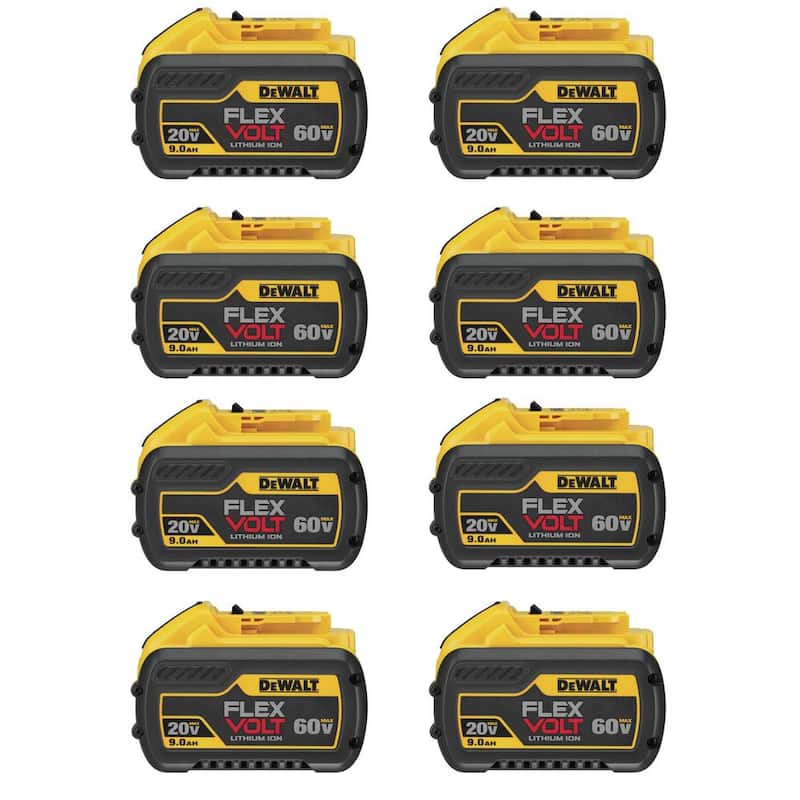 Paquete de baterías de iones de litio DEWALT FLEXVOLT 20V/60V MAX de 9.0Ah (paquete de 8) - DCB609-8