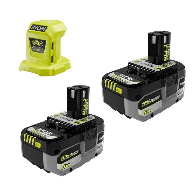Fuente de alimentación portátil inalámbrica RYOBI ONE+ 18V con batería de alto rendimiento de 6.0 Ah (paquete de 2) - P743-PBP2007