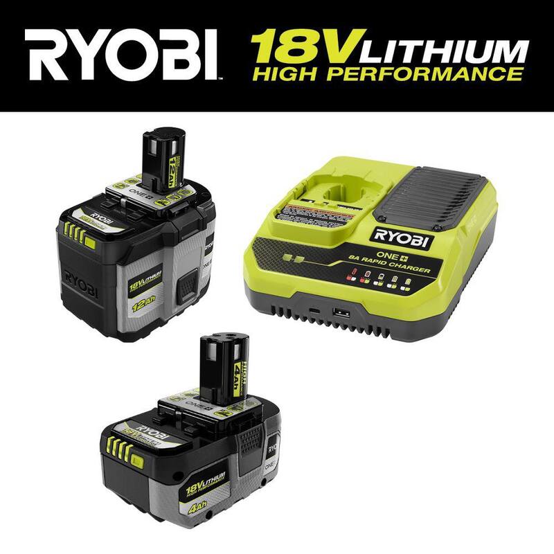 RYOBI ONE+ 18V 12.0 Ah Kit de ALTO RENDIMIENTO con Cargador Rápido ONE+ 8A y Batería de ALTO RENDIMIENTO 4.0 Ah - PSK0112-PBP004