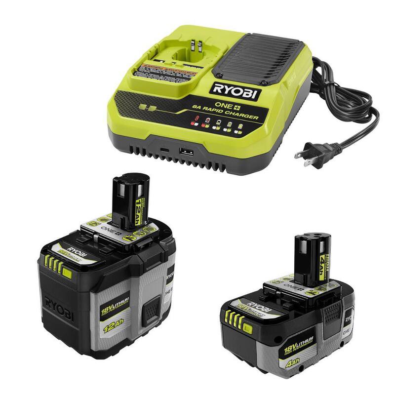 RYOBI ONE+ 18V 12.0 Ah Kit de ALTO RENDIMIENTO con Cargador Rápido ONE+ 8A y Batería de ALTO RENDIMIENTO 4.0 Ah - PSK0112-PBP004