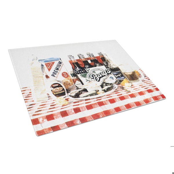 Carolines Treasures 15 x 12 in. Barqs Oysters Glass Cutting Board- Large - 1004LCB