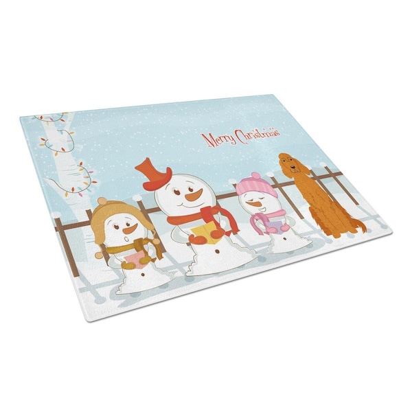 Carolines Treasures Merry Christmas Carolers Irish Setter Glass Cutting Board, Large - BB2395LCB