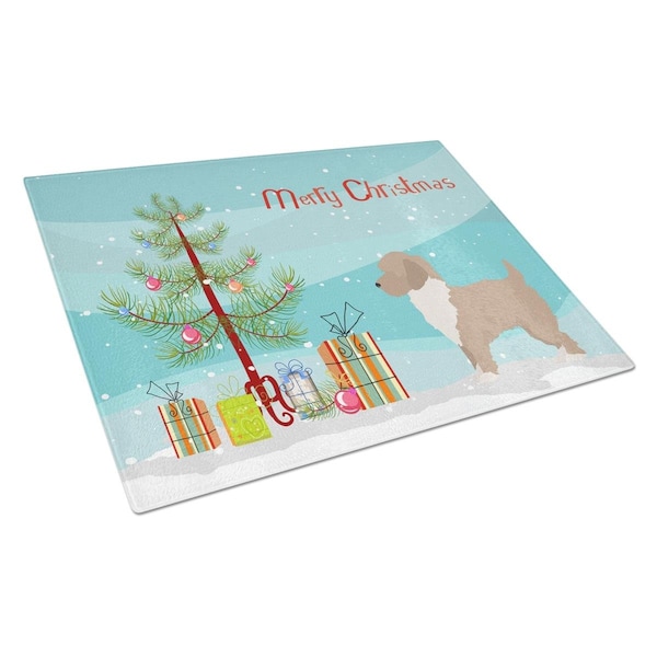 Carolines Treasures Yorkiepoo No.2 Christmas Tree Glass Cutting Board Large - CK3883LCB