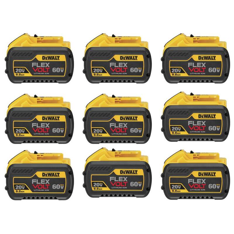 DEWALT FLEXVOLT 20V/60V MAX Batería de iones de litio de 9.0Ah (paquete de 9) - DCB609-9