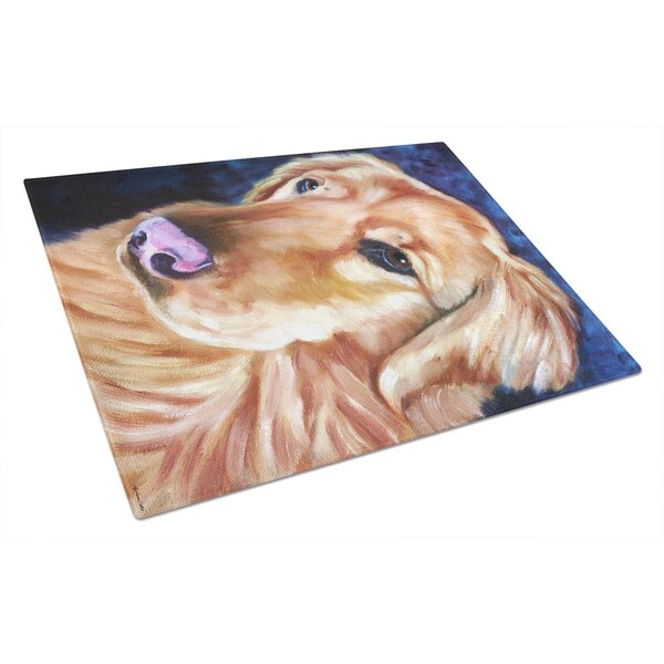 Carolines Treasures Golden Retriver Huh Glass Cutting Board Large - 7384LCB
