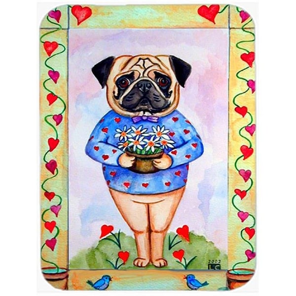 Carolines Treasures Carolines Treasures 7132LCB Pug Valentines Hearts Glass Cutting Board - Large; 15 x 12 in. - 7132LCB
