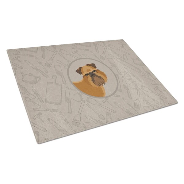 Carolines Treasures Brussels Griffon in the Kitchen Glass Cutting Board Large - CK2191LCB