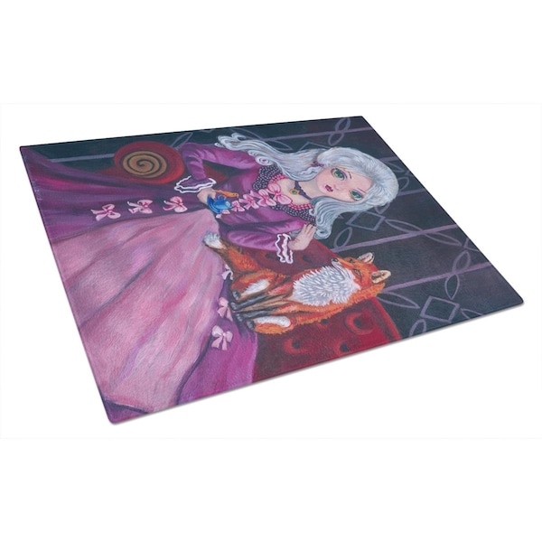 Carolines Treasures Tea Time Fox Glass Cutting Board Large - 7398LCB