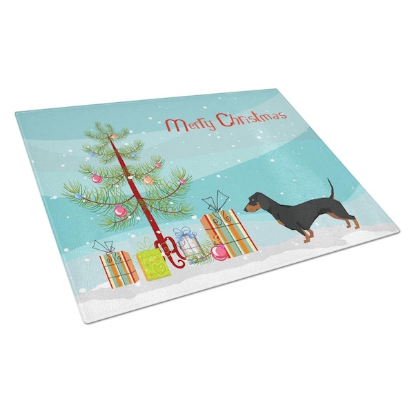 Carolines Treasures Dachshund Christmas Tree Glass Cutting Board Large - CK3533LCB