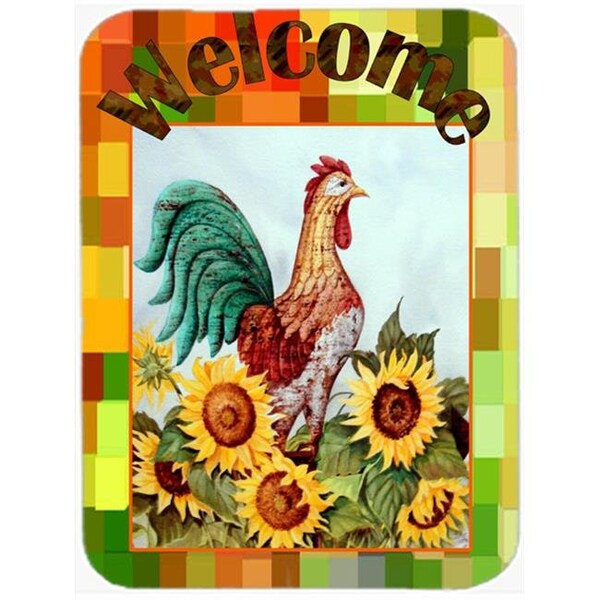 Carolines Treasures Carolines Treasures PJC1056LCB Welcome Rooster Glass Cutting Board; Large - PJC1056LCB