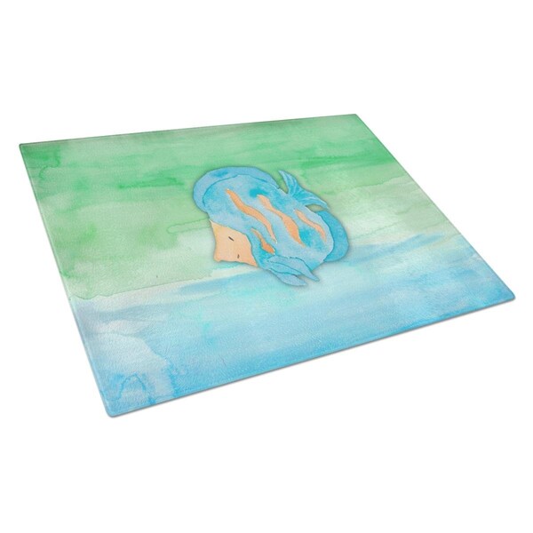 Carolines Treasures Blue Fish Watercolor Glass Cutting Board Large - BB7419LCB