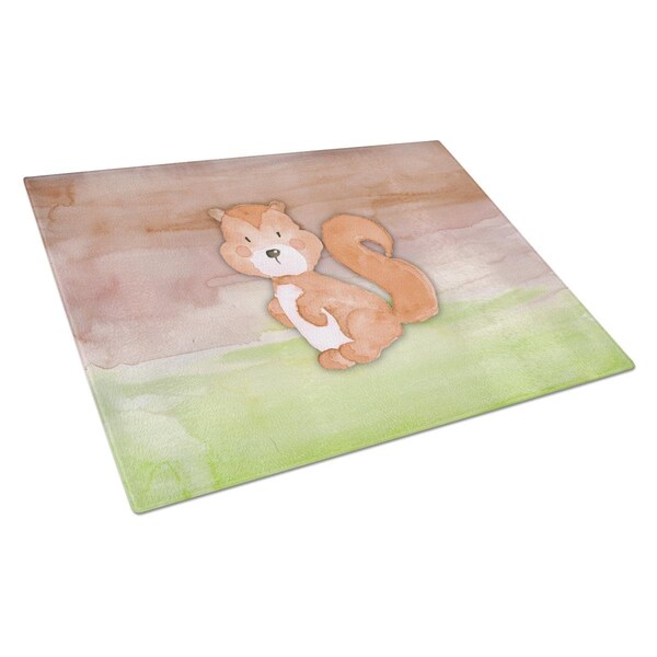 Carolines Treasures Squirrel Watercolor Glass Cutting Board Large - BB7439LCB