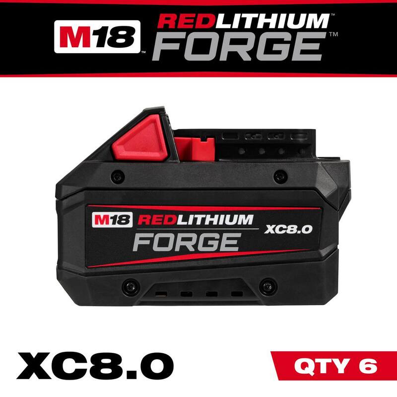 Paquete de baterías Milwaukee M18 18V de iones de litio REDLITHIUM FORGE XC 8.0 Ah (paquete de 6) - 48-11-1881-x6