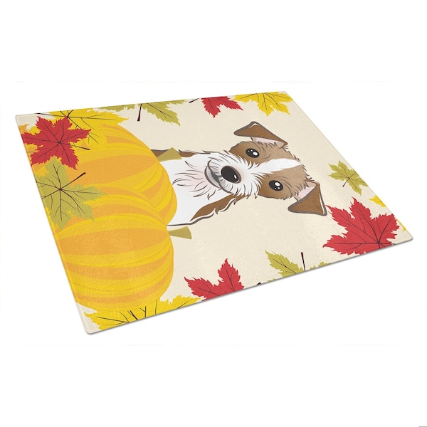 Carolines Treasures Jack Russell Terrier Thanksgiving Glass Cutting Board- Large - BB2008LCB