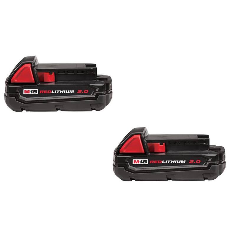 Milwaukee M18 18-Volt Lithium-Ion Compact Battery Pack 2.0Ah (Paquete de 2) - 48-11-1820X2