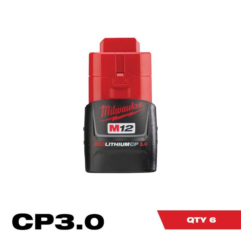 Paquete de baterías compactas de iones de litio de 12 voltios Milwaukee M12 3.0Ah (paquete de 6) - 48-11-2430X6