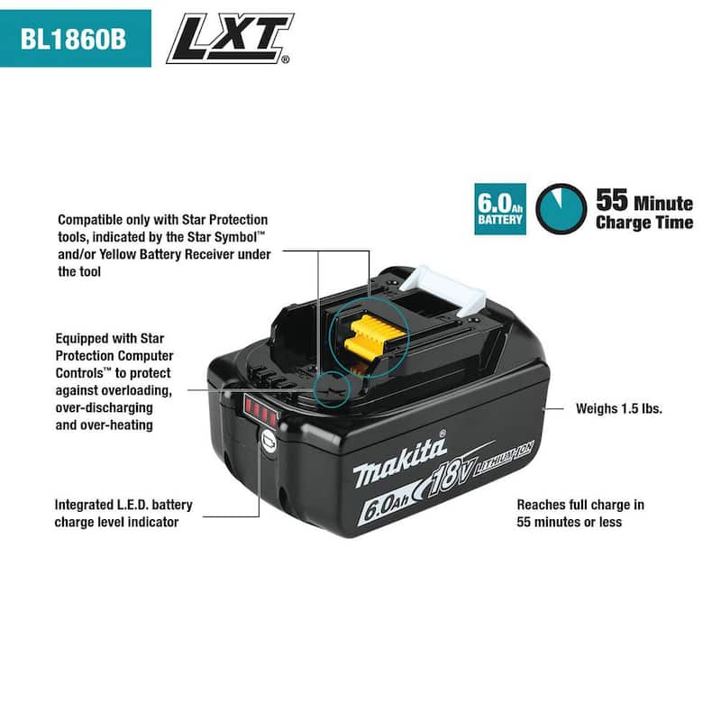 Batería de iones de litio LXT de 18V y 6.0 Ah - BL1860B
