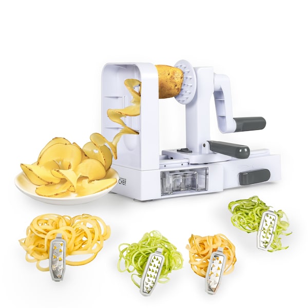 Commercial Chef Vegetable Spiralizer Zucchini Zoodle Noodles Maker Set with Four Blades - CH1532