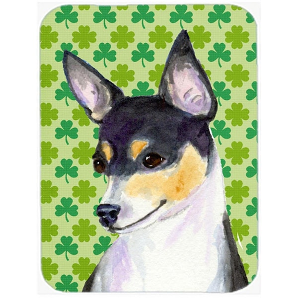 Carolines Treasures 12 x 15 in. Chihuahua St. Patricks Day Shamrock Portrait Glass Cutting Board- Large - SS4449LCB