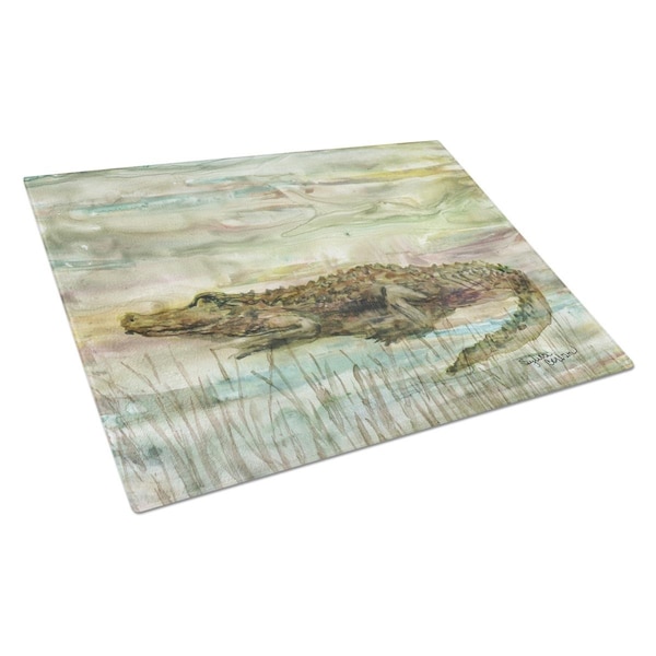 Carolines Treasures Alligator Sunset Glass Cutting Board Large - SC2016LCB