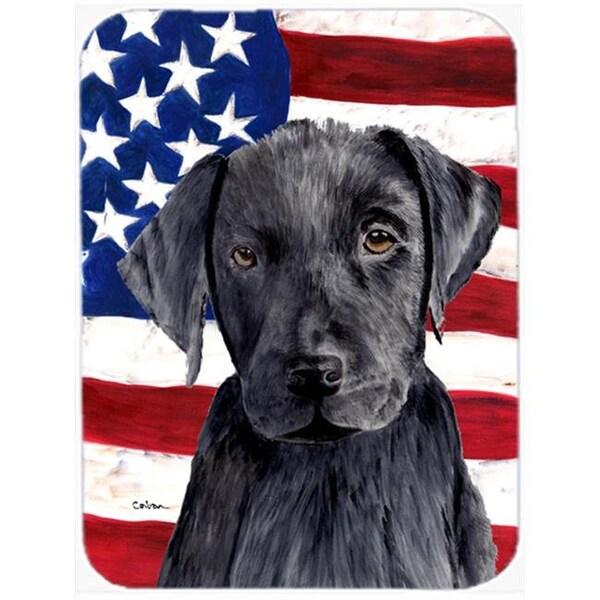Carolines Treasures Carolines Treasures SC9012LCB 15 x 12 in. USA American Flag with Labrador Glass Cutting Board - Large - SC9012LCB