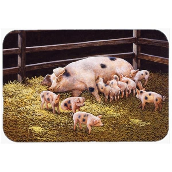 Carolines Treasures Carolines Treasures BDBA0296LCB Pigs Piglets at Dinner Time Glass Large Cutting Board - BDBA0296LCB