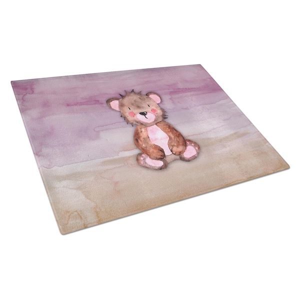 Carolines Treasures Bear Cub Watercolor Glass Cutting Board Large - BB7441LCB