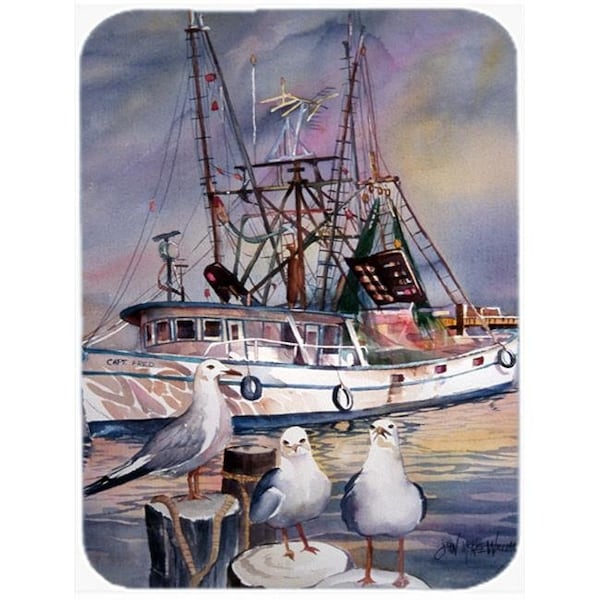 Carolines Treasures Carolines Treasures JMK1196LCB Sea Gulls And Shrimp Boats Glass Cutting Board; Large - JMK1196LCB