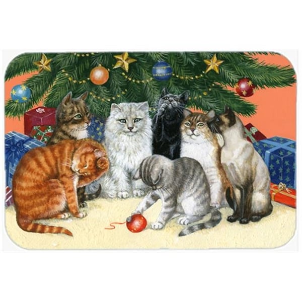 Carolines Treasures Carolines Treasures BDBA0345LCB Cats Under the Christmas Tree Glass Large Cutting Board - BDBA0345LCB