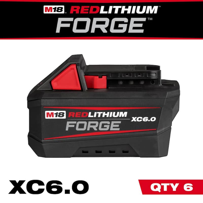 Paquete de batería Milwaukee M18 18V de iones de litio REDLITHIUM FORGE 6.0 Ah (paquete de 6) - 48-11-1861-x6