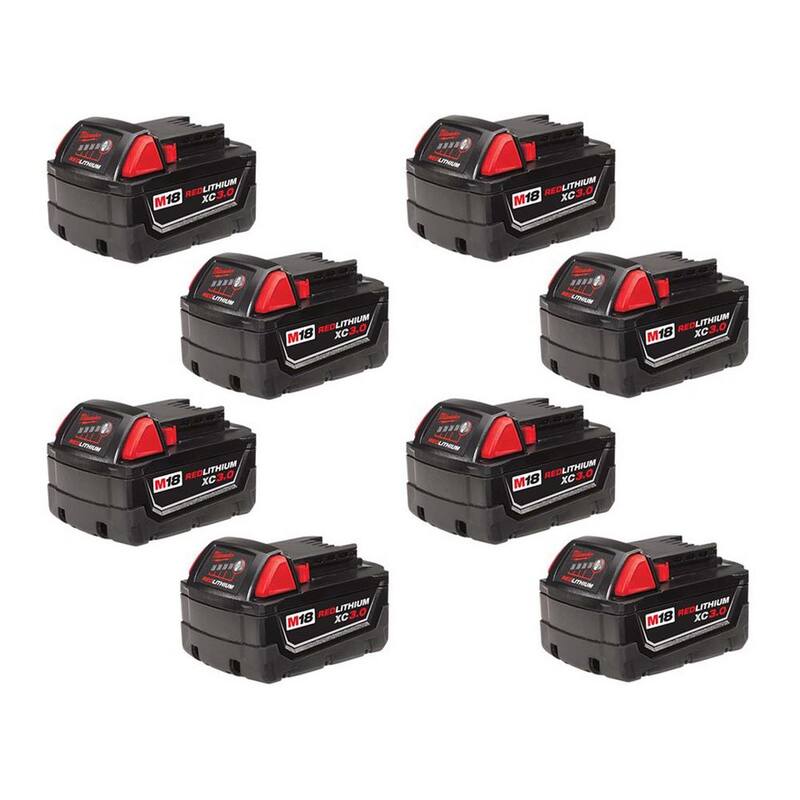Paquete de baterías de capacidad extendida Milwaukee M18 18-Volt de 3.0Ah (paquete de 8) - 48-11-1822X8