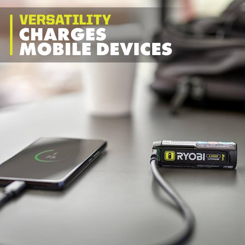 RYOBI Kit de Inicio de Batería de Litio USB con (2) Baterías de 2.0 Ah y Cargador de 3 Puertos - FVSK102