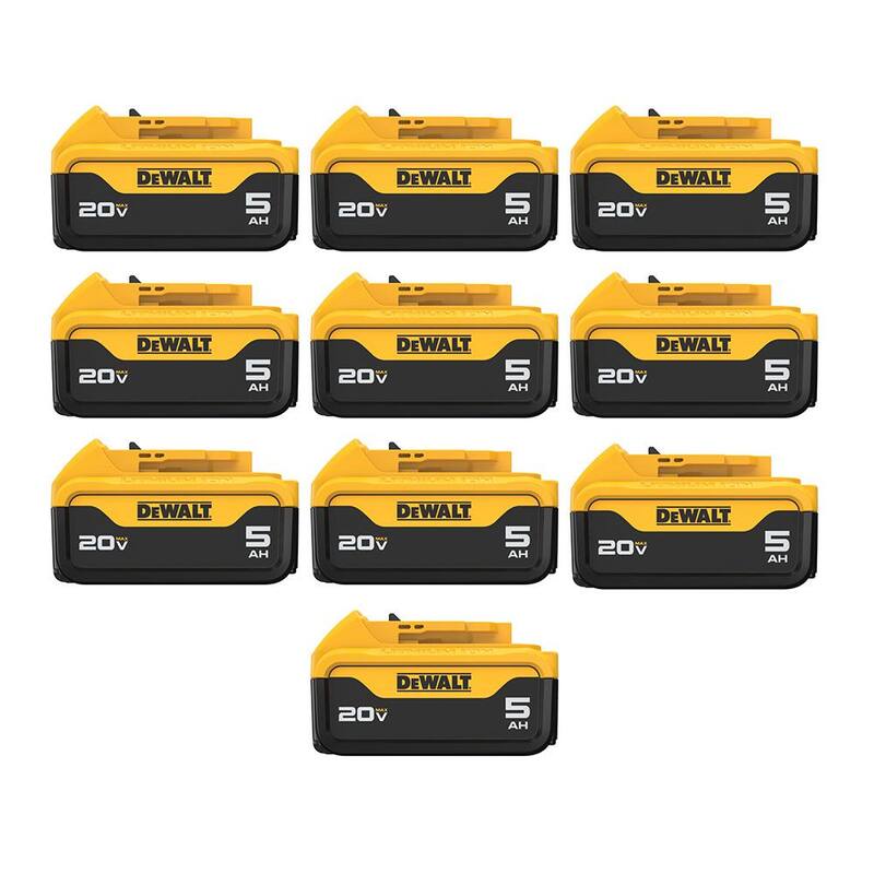 Batería DEWALT 20V MAX de iones de litio Premium de 5.0Ah (paquete de 10) - DCB205-10