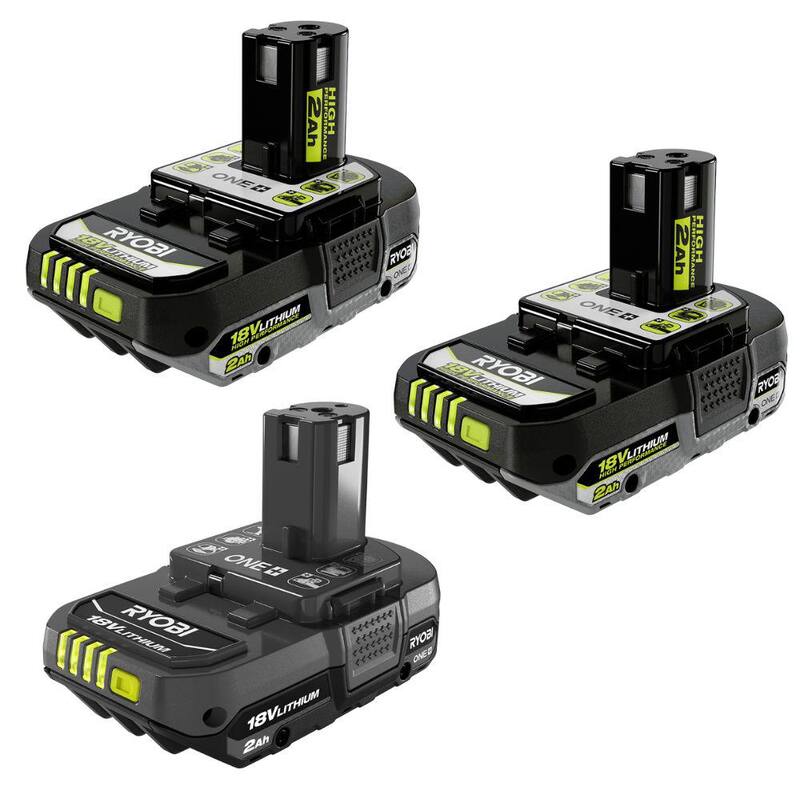 RYOBI ONE+ 18V HIGH PERFORMANCE Batería compacta de iones de litio de 2.0 Ah (paquete de 2) con batería de 2.0 Ah - PBP2003-PBP006