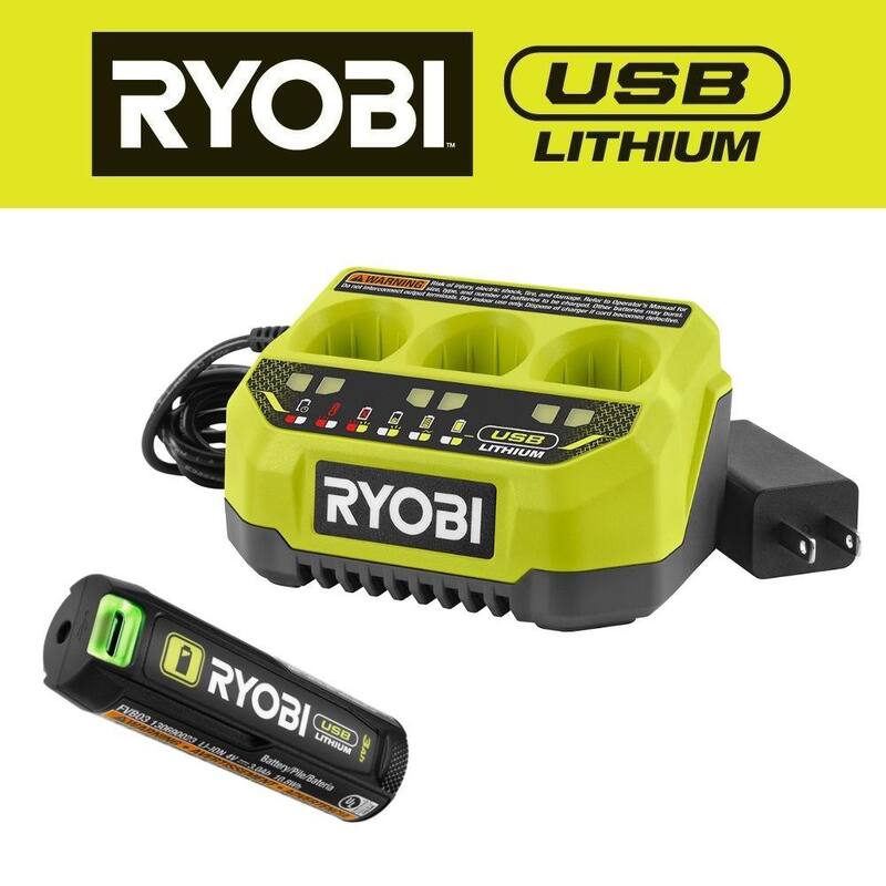 Cargador de puerto USB con batería recargable de iones de litio de 3.0 Ah - FVCH01-FVB03 de RYOBI