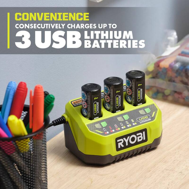 Cargador de puerto USB con batería recargable de iones de litio de 3.0 Ah - FVCH01-FVB03 de RYOBI